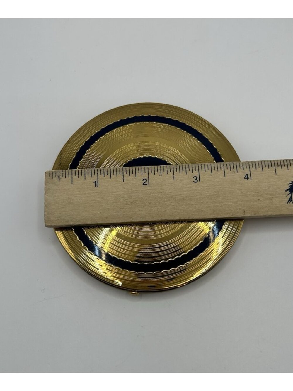 Vintage Powder Compact Rex Fifth Avenue Blue Enamel Gold 1940s Puff Flapjack - Picture 13 of 13